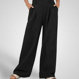 Λούμα | Γυναικεία Φαρδύ Μπατζάκι Παντελόνι - Ψηλόμεσο Πλισέ Σχέδιο