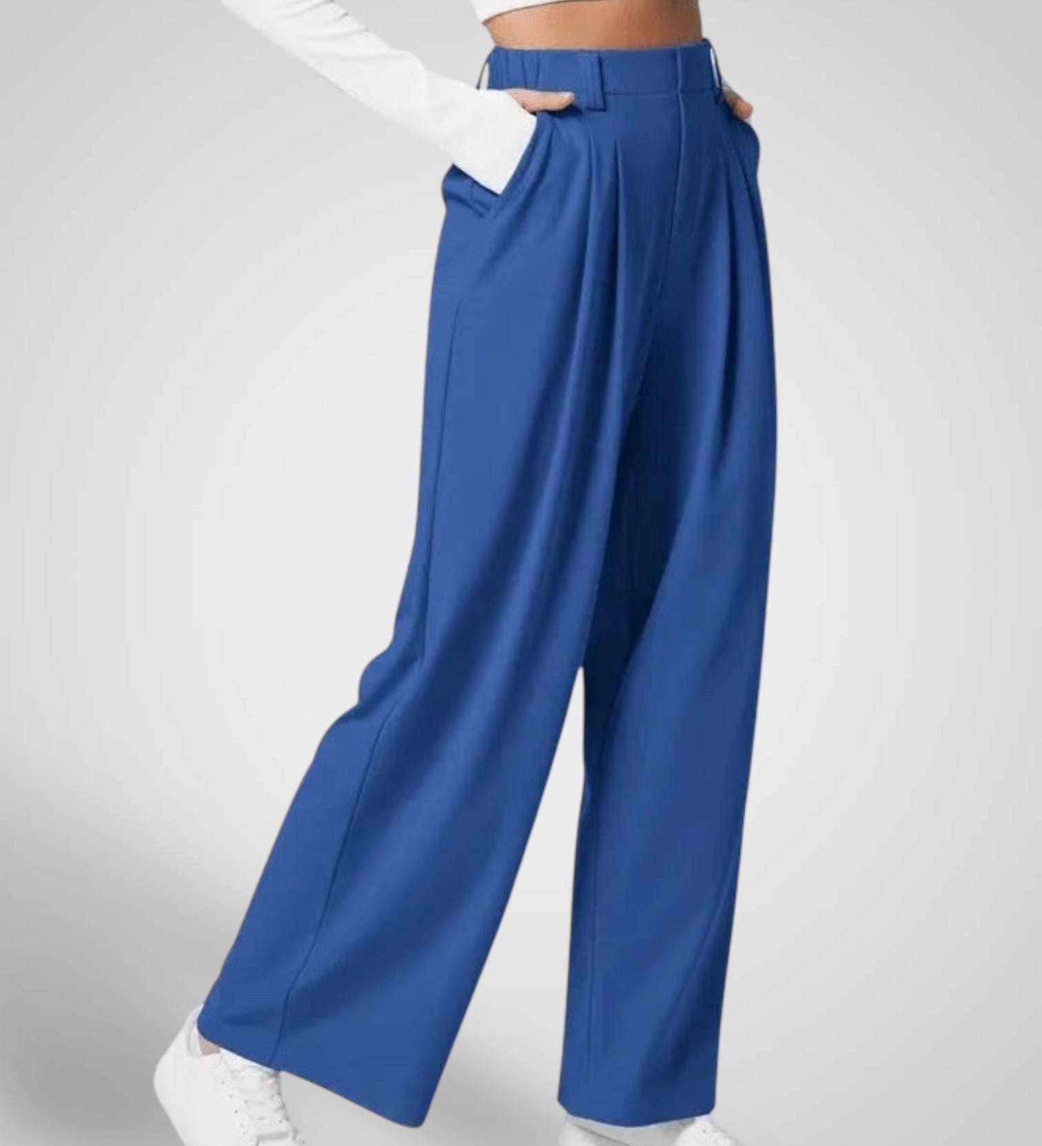 Λούμα | Γυναικεία Φαρδύ Μπατζάκι Παντελόνι - Ψηλόμεσο Πλισέ Σχέδιο