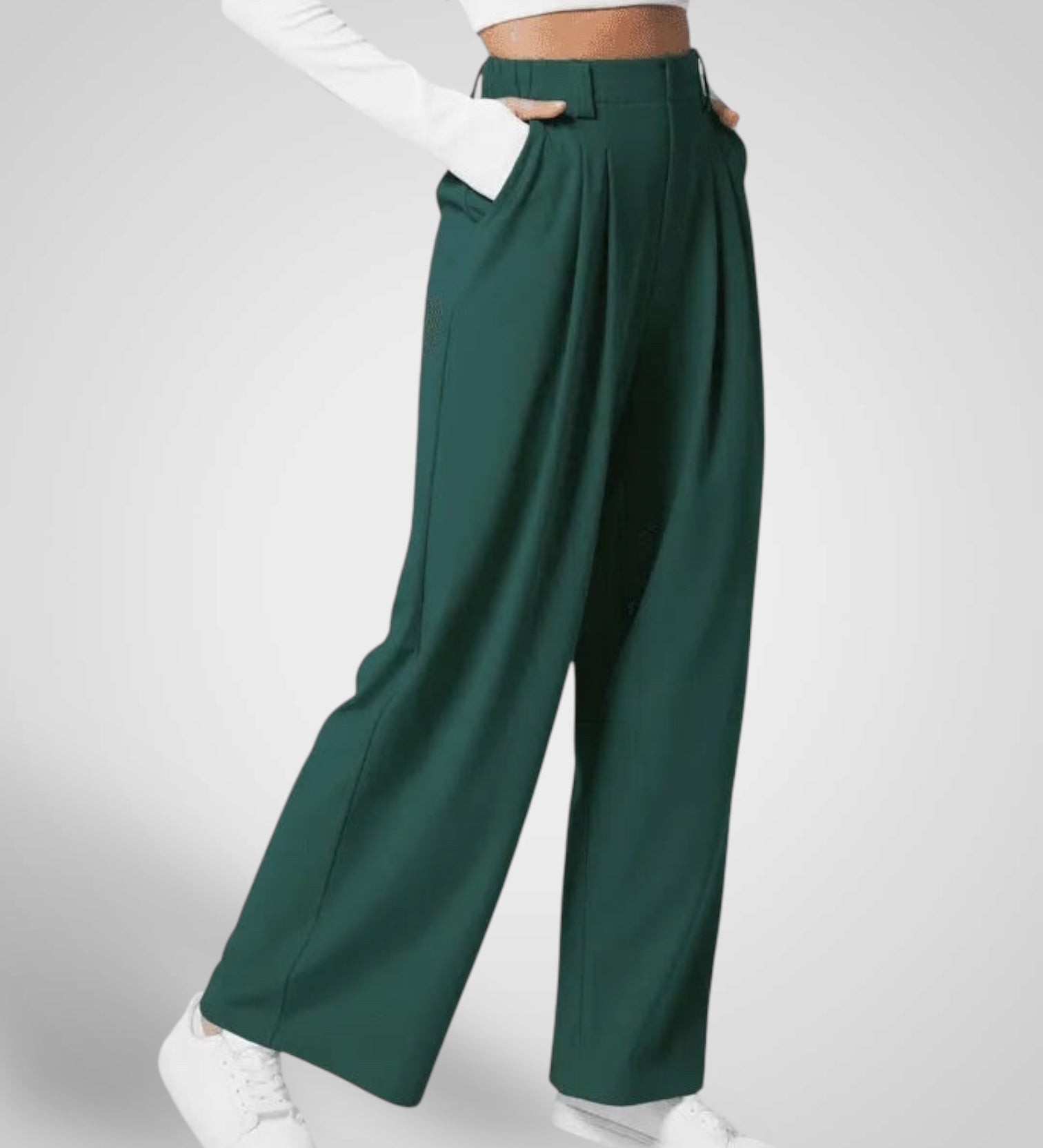 Λούμα | Γυναικεία Φαρδύ Μπατζάκι Παντελόνι - Ψηλόμεσο Πλισέ Σχέδιο