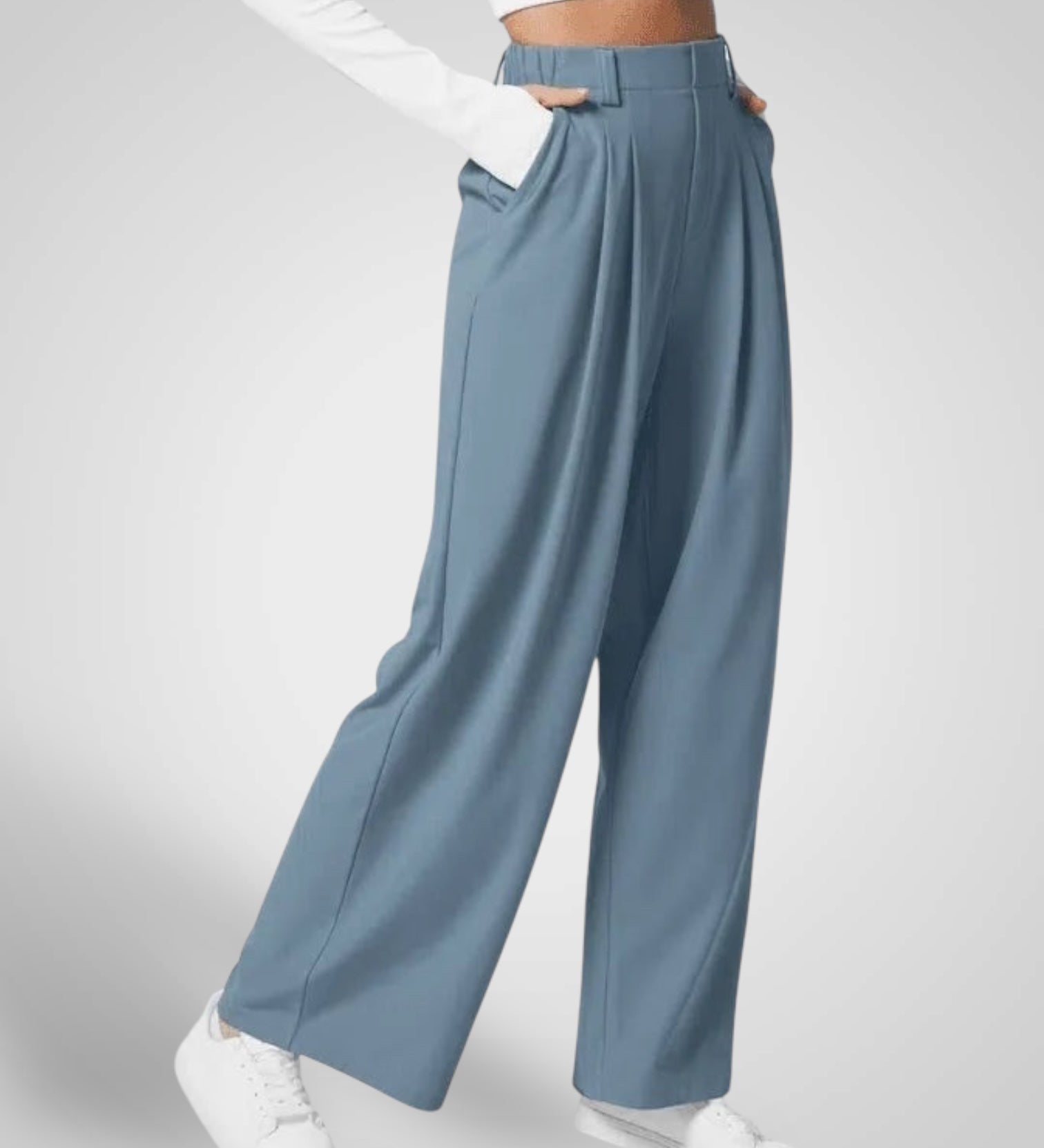 Λούμα | Γυναικεία Φαρδύ Μπατζάκι Παντελόνι - Ψηλόμεσο Πλισέ Σχέδιο