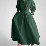 Έλλα | Γυναικεία Μάξι Φόρεμα με Pockets, Buttons, Μακρυμάνικο