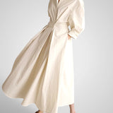 Έλλα | Γυναικεία Μάξι Φόρεμα με Pockets, Buttons, Μακρυμάνικο