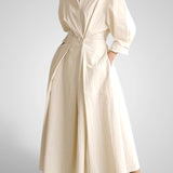 Έλλα | Γυναικεία Μάξι Φόρεμα με Pockets, Buttons, Μακρυμάνικο