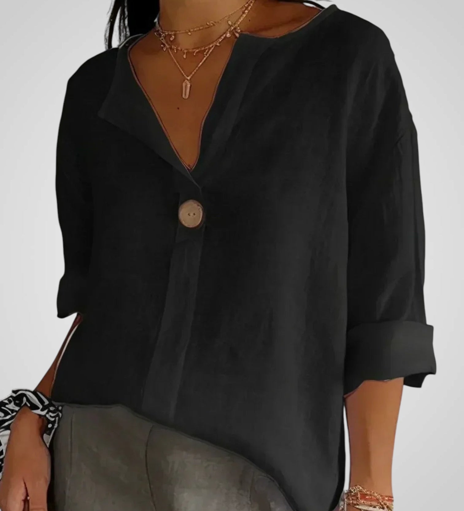 Σαμπρίν | Άνετη Λαιμόκοψη V σχήματος Μπλούζα