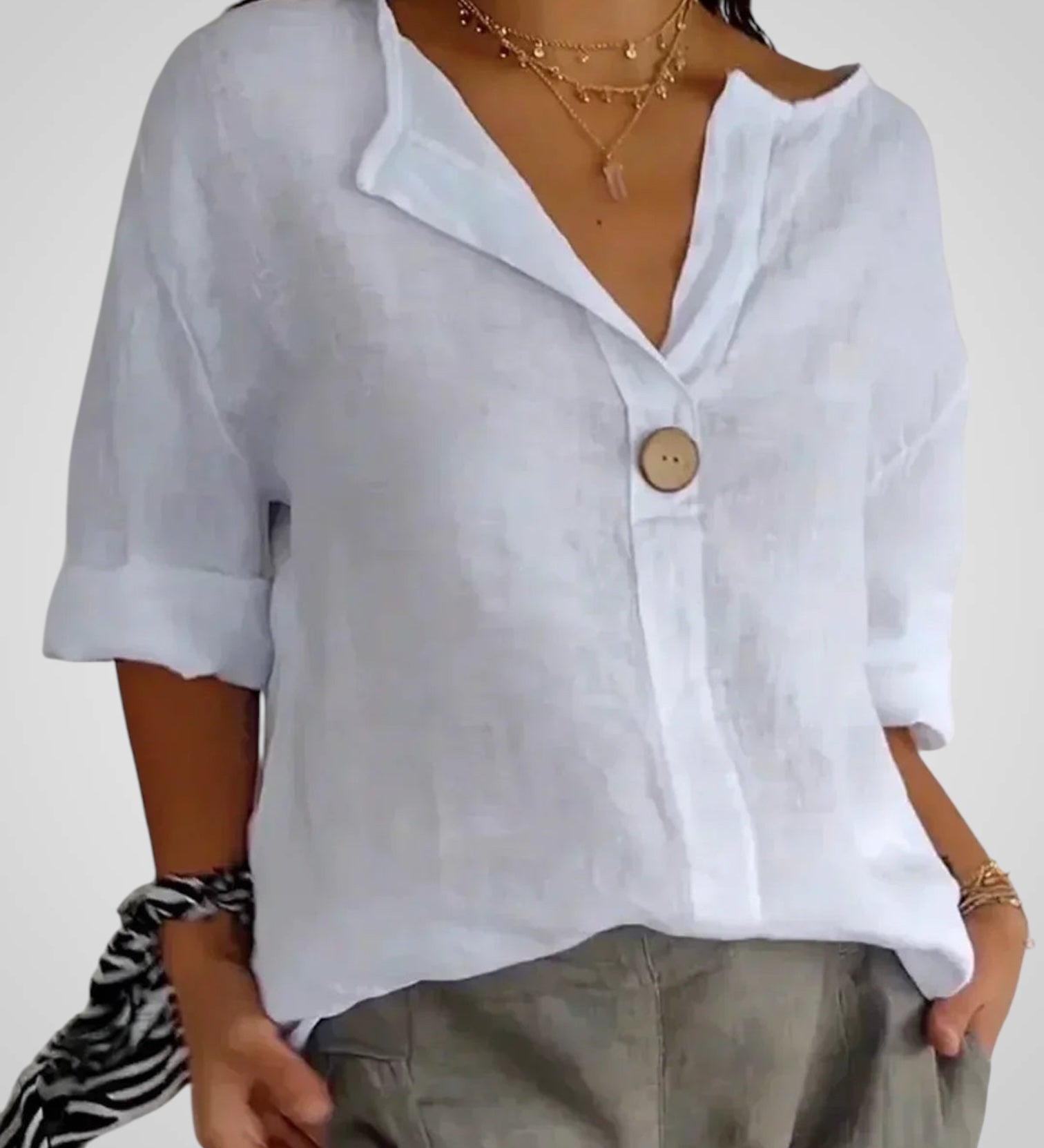 Σαμπρίν | Άνετη Λαιμόκοψη V σχήματος Μπλούζα