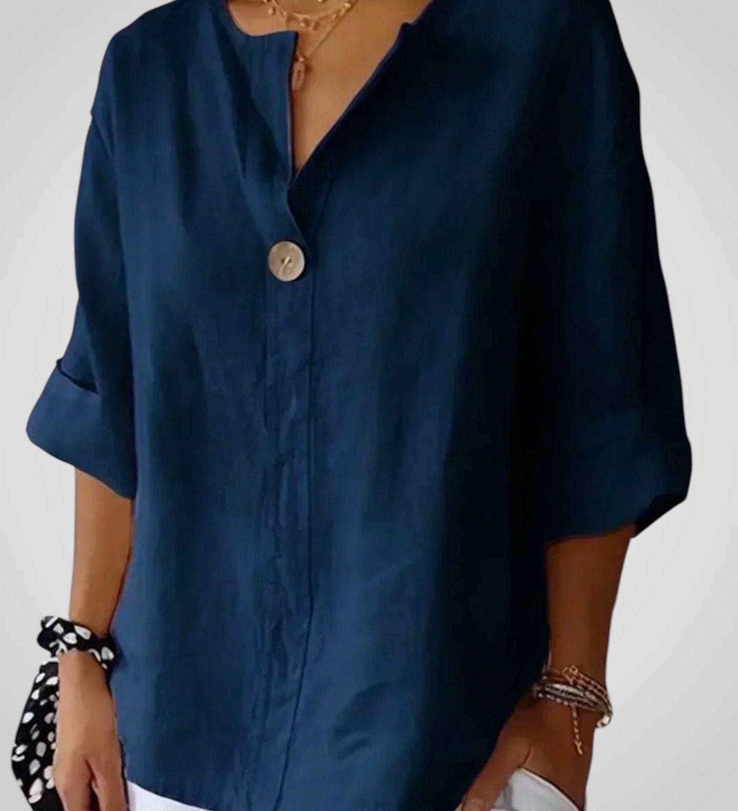 Σαμπρίν | Άνετη Λαιμόκοψη V σχήματος Μπλούζα