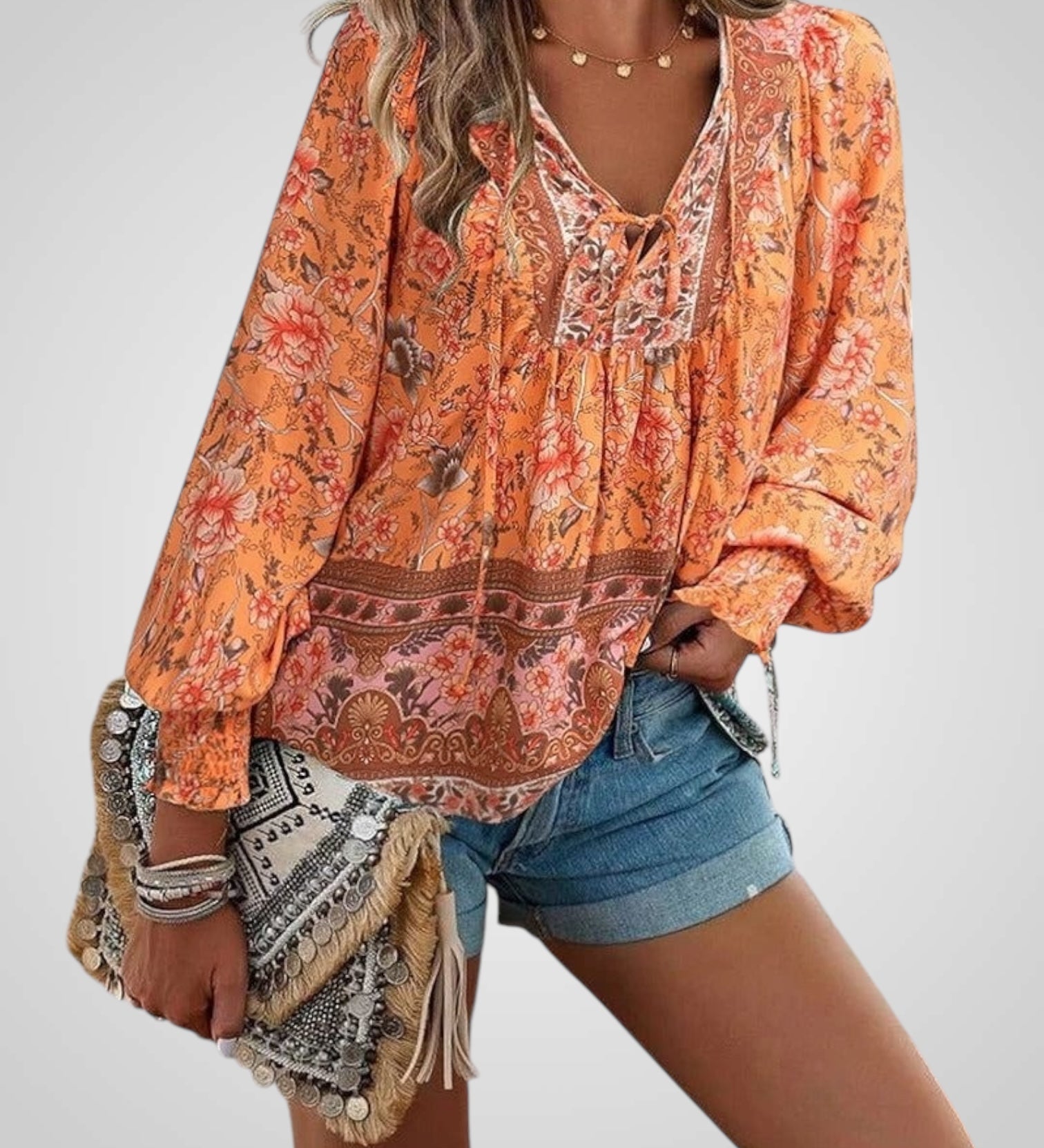 Χόγια | Μπλούζα Bohemian με Λουλούδια