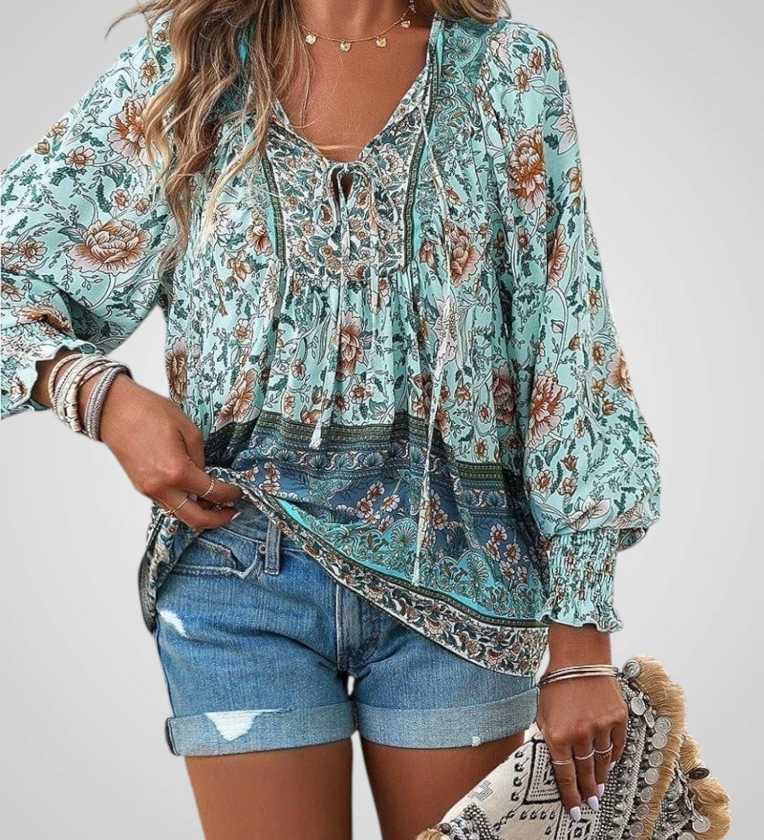 Χόγια | Μπλούζα Bohemian με Λουλούδια