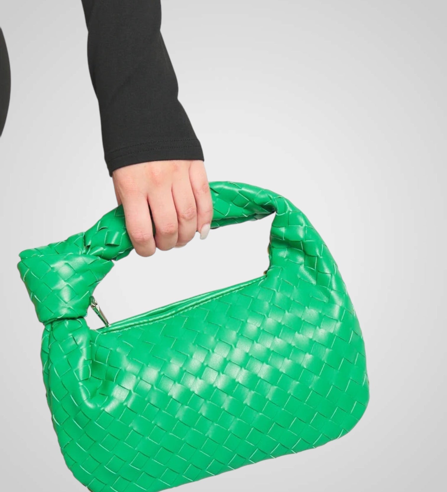 Άουρα | Μίνι Τσάντα με Πλεκτό Κόμπο Χερούλι από Οικολογικό Δέρμα σε Απόχρωση Κρασιού