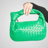 Άουρα | Μίνι Τσάντα με Πλεκτό Κόμπο Χερούλι από Οικολογικό Δέρμα σε Απόχρωση Κρασιού