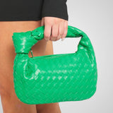 Άουρα | Μίνι Τσάντα με Πλεκτό Κόμπο Χερούλι από Οικολογικό Δέρμα σε Απόχρωση Κρασιού