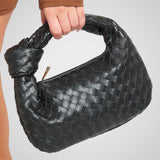 Άουρα | Μίνι Τσάντα με Πλεκτό Κόμπο Χερούλι από Οικολογικό Δέρμα σε Απόχρωση Κρασιού