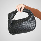 Άουρα | Μίνι Τσάντα με Πλεκτό Κόμπο Χερούλι από Οικολογικό Δέρμα σε Απόχρωση Κρασιού