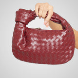 Άουρα | Μίνι Τσάντα με Πλεκτό Κόμπο Χερούλι από Οικολογικό Δέρμα σε Απόχρωση Κρασιού