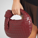 Άουρα | Μίνι Τσάντα με Πλεκτό Κόμπο Χερούλι από Οικολογικό Δέρμα σε Απόχρωση Κρασιού