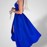 Εύη | Γυναικείο Φόρεμα με Λεπτές Τιράντες και Ψηλό Σκίσιμο