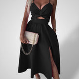 Εύη | Γυναικείο Φόρεμα με Λεπτές Τιράντες και Ψηλό Σκίσιμο