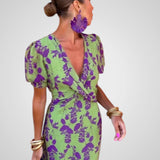 Ντούλσε | Λαιμόκοψη V σχήματος Floral Μίντι Φόρεμα