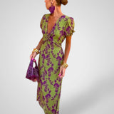 Ντούλσε | Λαιμόκοψη V σχήματος Floral Μίντι Φόρεμα