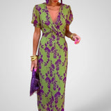 Ντούλσε | Λαιμόκοψη V σχήματος Floral Μίντι Φόρεμα