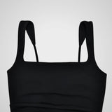 Λοραβέλ | Μαύρο Σατέν Σχίσιμο Μάξι Φόρεμα