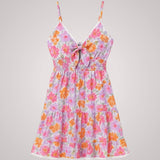 Ρόζι | Κοντό Floral Φόρεμα