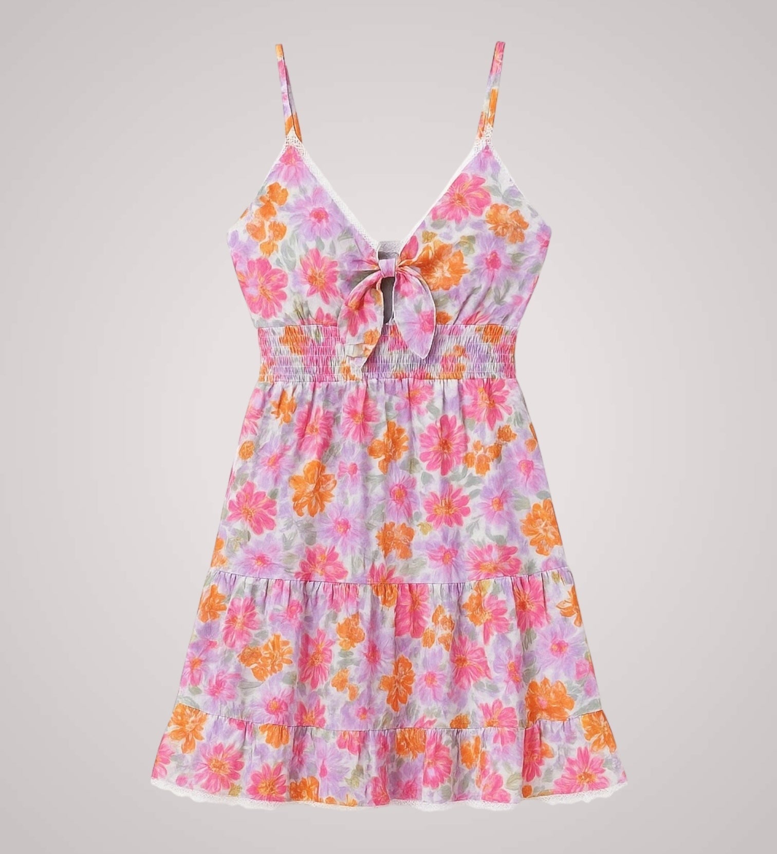 Ρόζι | Κοντό Floral Φόρεμα