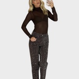 Celeste | Τζιν με Στραight Leg και Λάμψη με Ρινόστον σε Σοκολάτα