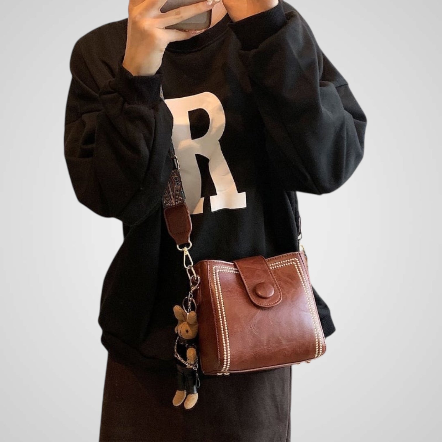 Ούρο | Ρετρό Τσάντα με Ρυθμιζόμενο Φαρδύ Λουράκι Ώμου