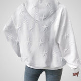 Ολίβια | Γυναικεία Λευκό Μακρυμάνικο Πουλόβερ με Κουκούλα