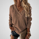 Φέννα | Φαρδύ Λαιμόκοψη V σχήματος Πλεκτό Πουλόβερ