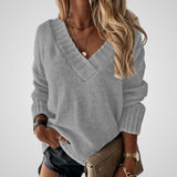 Φέννα | Φαρδύ Λαιμόκοψη V σχήματος Πλεκτό Πουλόβερ