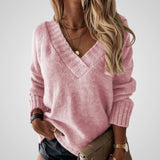 Φέννα | Φαρδύ Λαιμόκοψη V σχήματος Πλεκτό Πουλόβερ