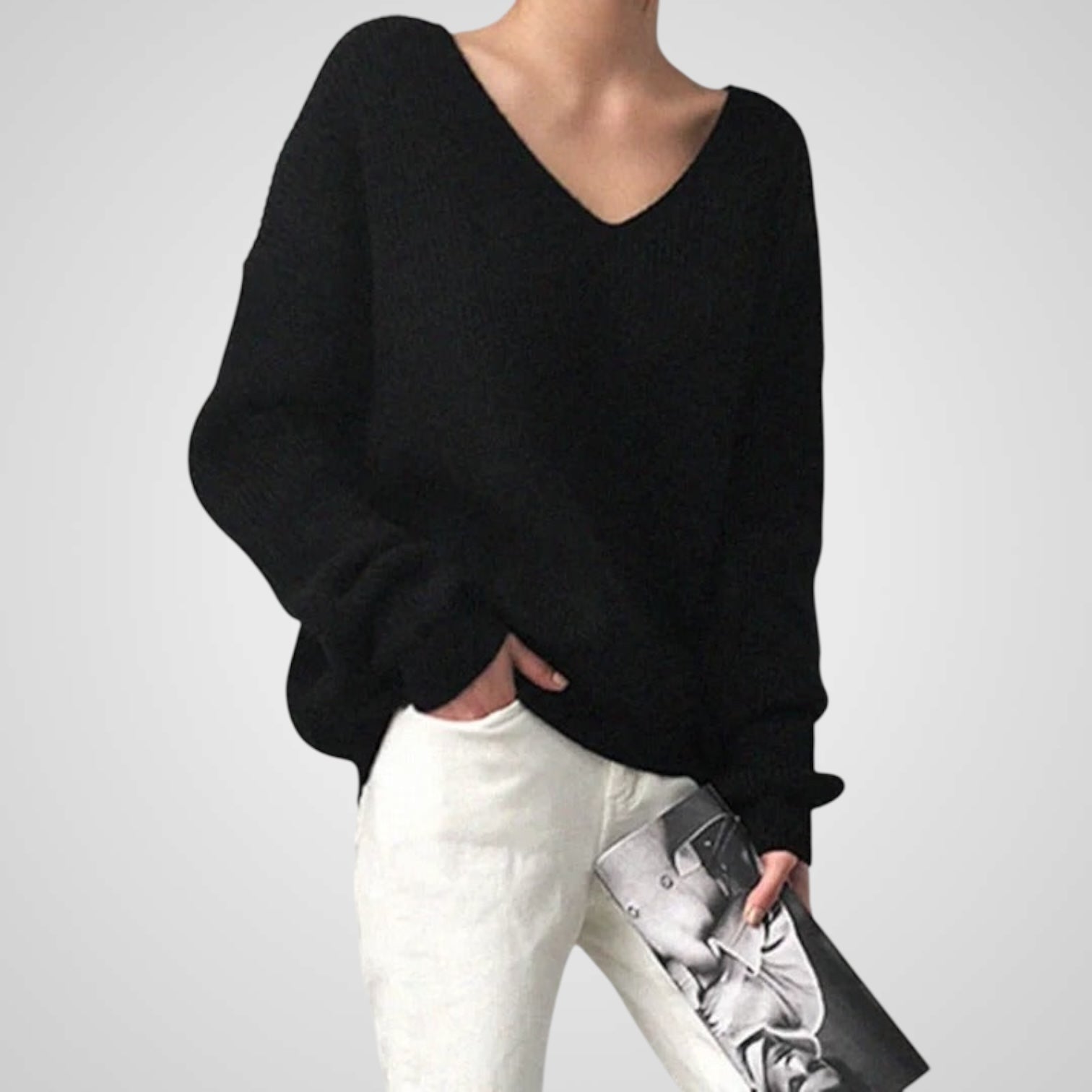 Μαρί | Γυναικεία Άνετο Πουλόβερ με V-λαιμόκοψη