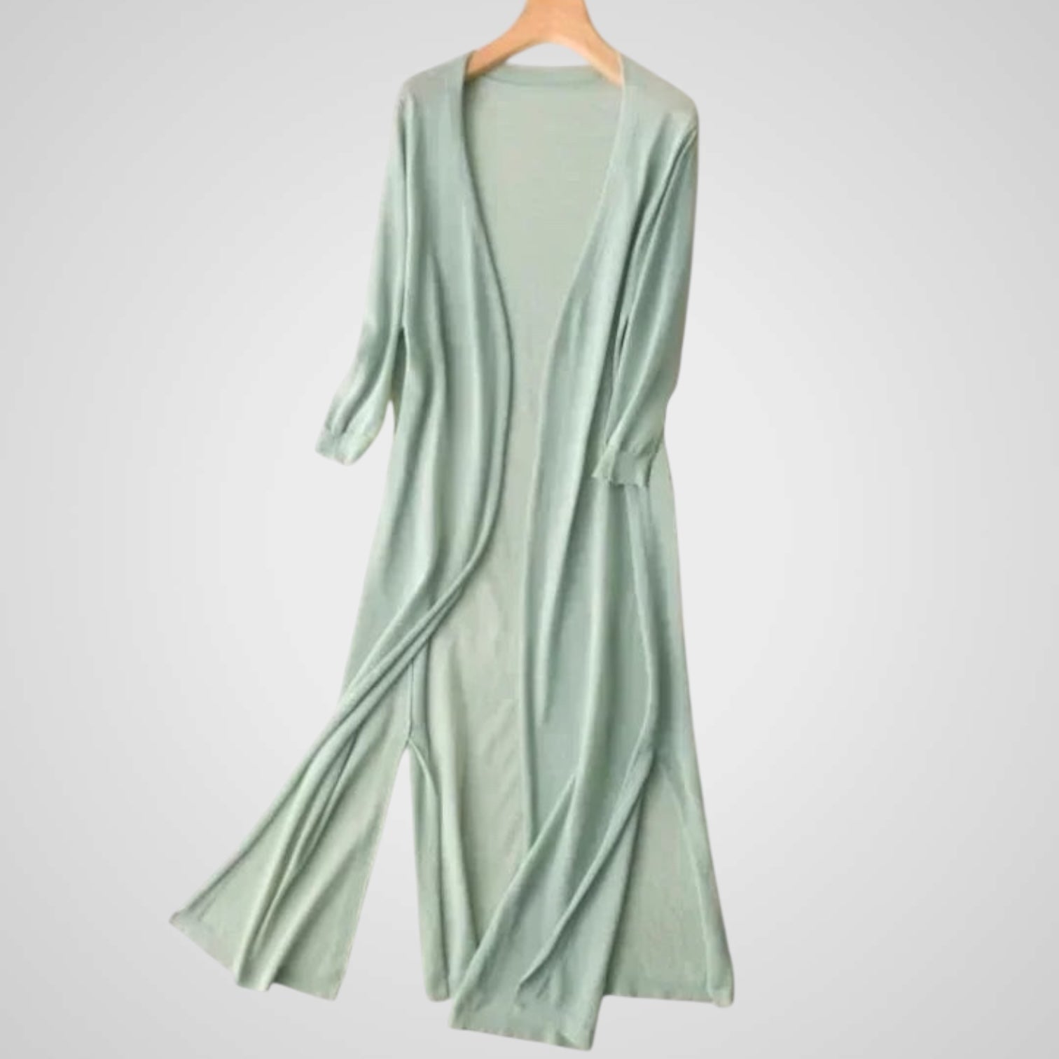 Γουέντι | Γυναικεία Μακρύ Ζακέτα - Ανάλαφρο Knit - 3/4 Μανίκι – Επικάλυψη Απαραίτητο