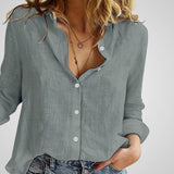 Ελβίρ | Γυναικεία Button-Up μπλούζα - Ελαφρύ Λινό Ανάμειξη