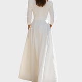 Λευκό Μακρύ Φόρεμα Maxi με Δομημένη Γραμμή