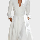 Λευκό Μακρύ Φόρεμα Maxi με Δομημένη Γραμμή