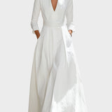 Λευκό Μακρύ Φόρεμα Maxi με Δομημένη Γραμμή