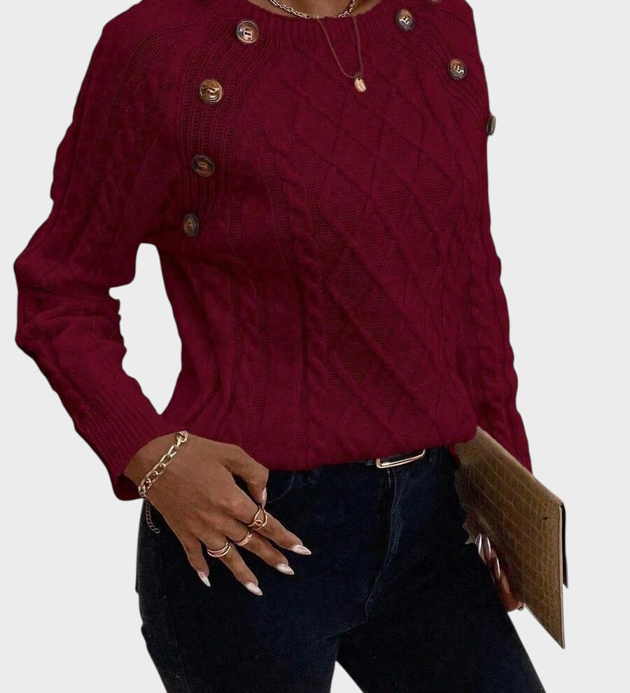 Clara – Πουλόβερ με Κουμπιά και Πλεκτή Υφή