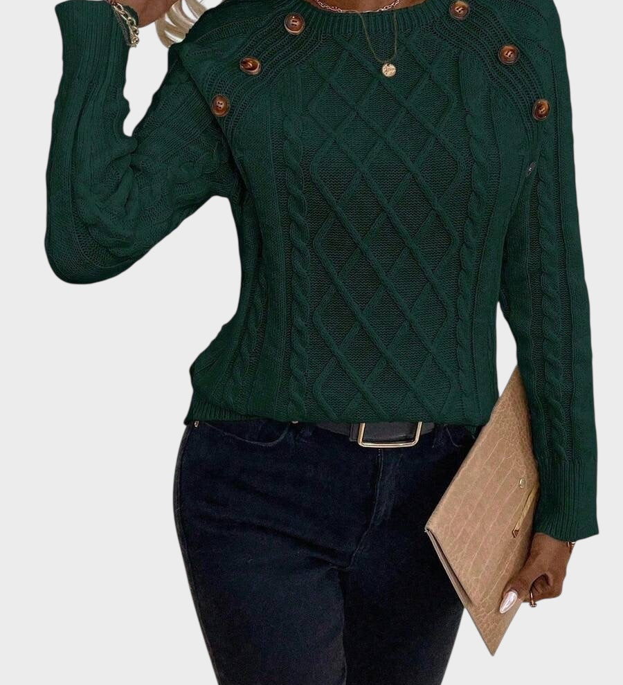 Clara – Πουλόβερ με Κουμπιά και Πλεκτή Υφή