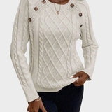 Clara – Πουλόβερ με Κουμπιά και Πλεκτή Υφή