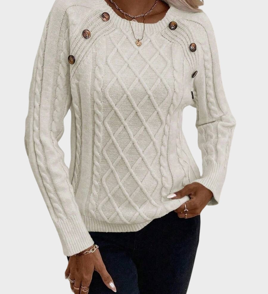 Clara – Πουλόβερ με Κουμπιά και Πλεκτή Υφή