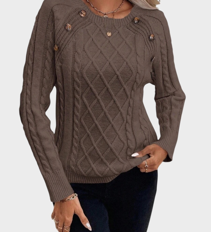 Clara – Πουλόβερ με Κουμπιά και Πλεκτή Υφή