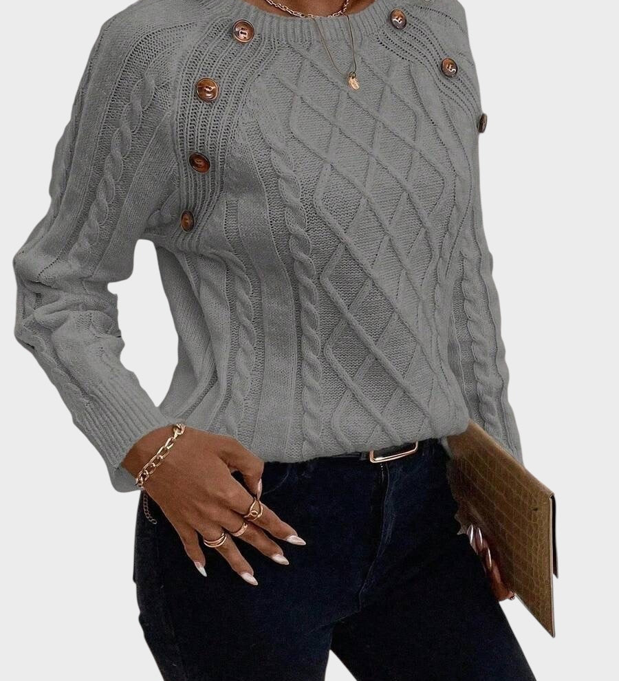 Clara – Πουλόβερ με Κουμπιά και Πλεκτή Υφή