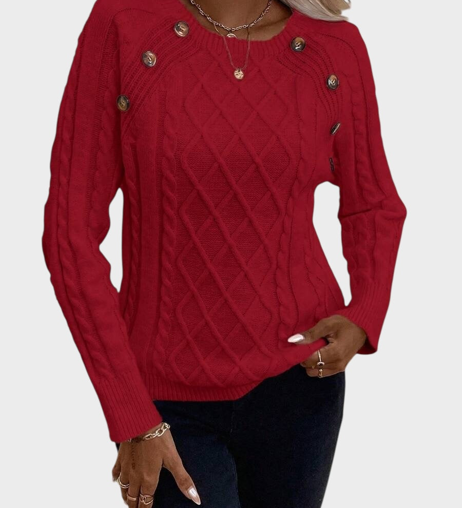 Clara – Πουλόβερ με Κουμπιά και Πλεκτή Υφή