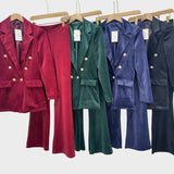 Dimitra | Βελούδινο Σακάκι Διπλής Στήθους Σετ