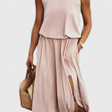 Dianne Αμάνικο φόρεμα με σκίσιμο στο πλάι με χαλαρή σιλουέτα