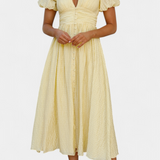 Mélia Φόρεμα Maxi με Λαιμόκοψη V και Φουσκωτά Μανίκια