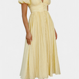 Mélia Φόρεμα Maxi με Λαιμόκοψη V και Φουσκωτά Μανίκια